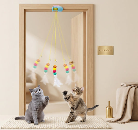 Interactive Hanging Cat Toy – Flying Feather Teaser