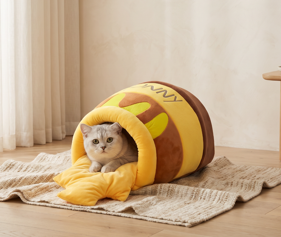 HoneyHide™ Cozy Cat Cave Bed